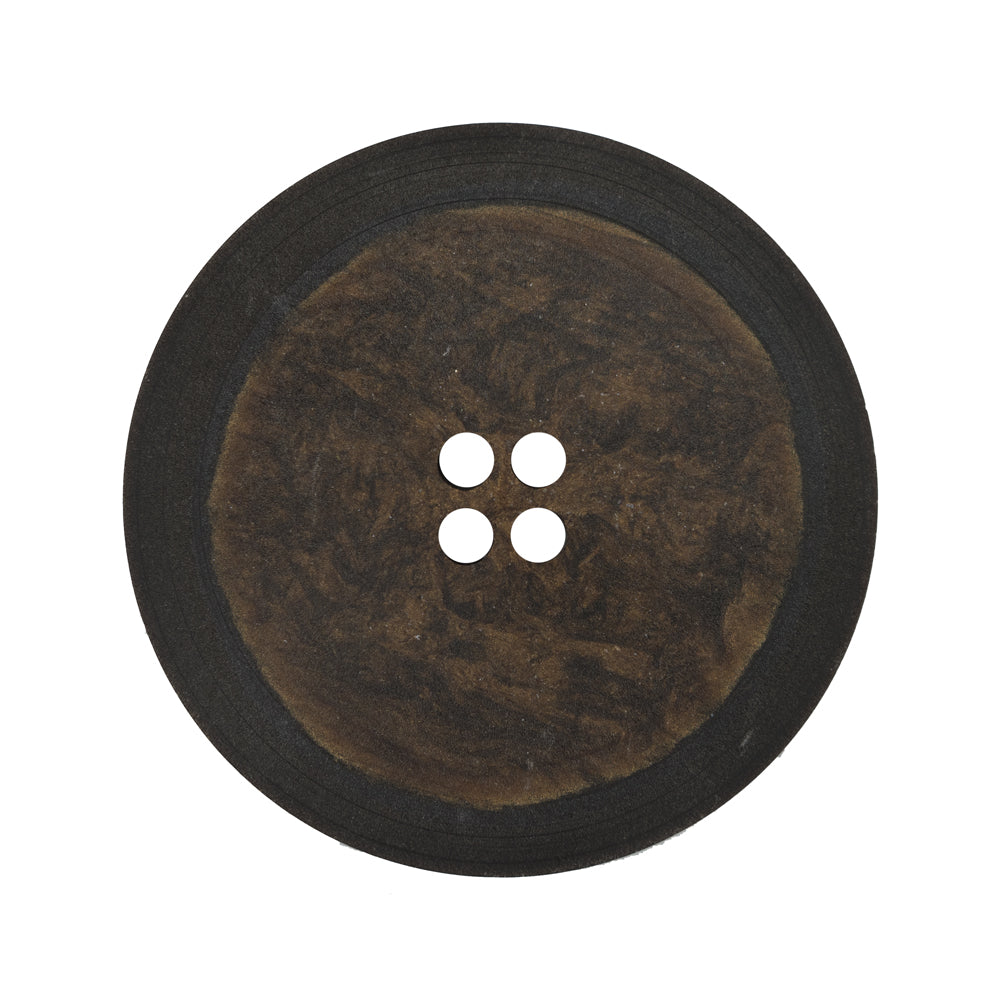 Italian Black and Brown 4-Hole Plastic Button - 48L/30mm