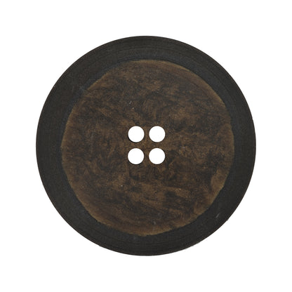 Italian Black and Brown 4-Hole Plastic Button - 48L/30mm