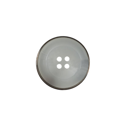Italian Gray Metal Rimmed Plastic Button - 28L/18mm