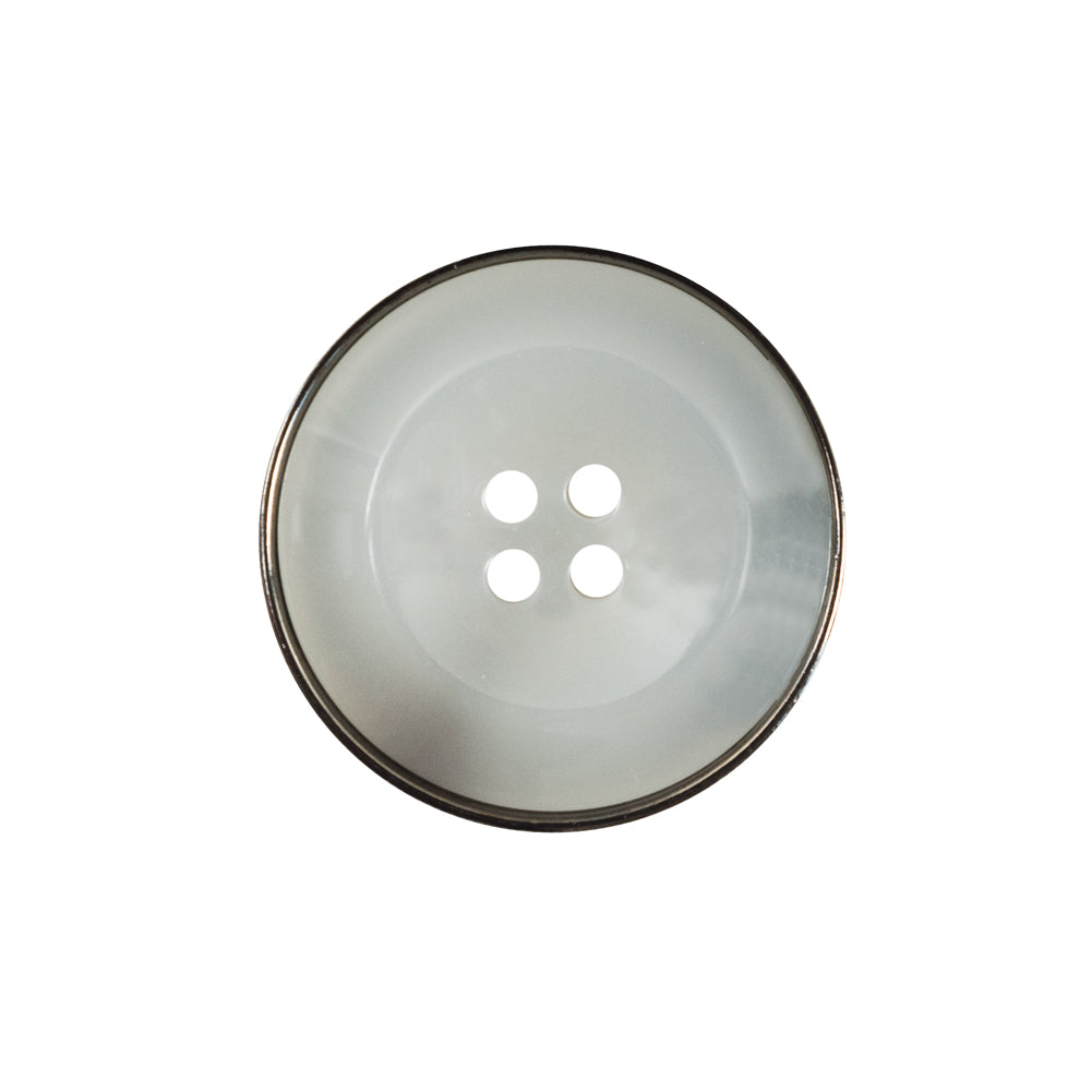 Italian Gray Metal Rimmed Plastic Button - 36L/23mm