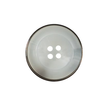 Italian Gray Metal Rimmed Plastic Button - 36L/23mm