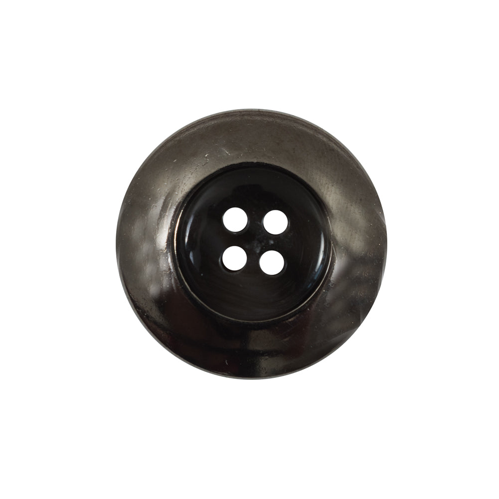 Italian Black Metal Rimmed Plastic Button - 36L/23mm - Detail