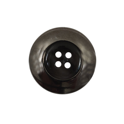Italian Black Metal Rimmed Plastic Button - 36L/23mm - Detail