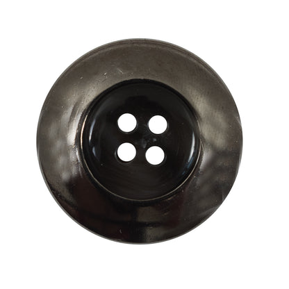 Italian Black Metal Rimmed Plastic Button - 44L/28mm Detail