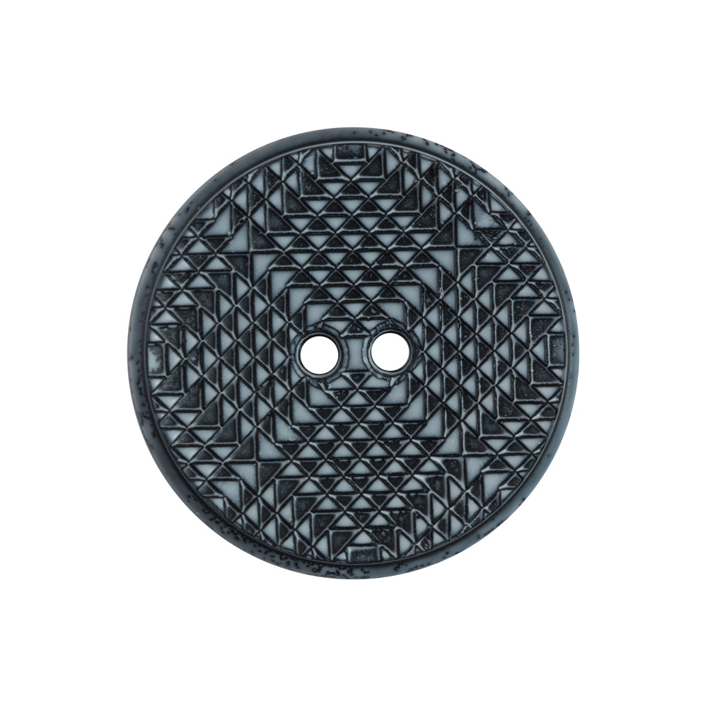 Italian Black and Gray Geometric 2-Hole Button - 40L/25mm