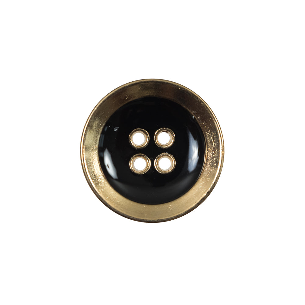 Italian Black and Gold Metal 4-Hole Button - 32L/20mm