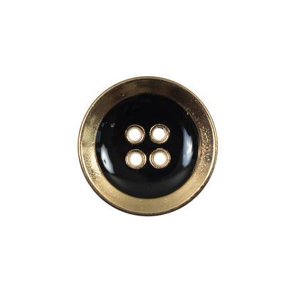 Italian Black and Gold Metal 4-Hole Button - 32L/20mm