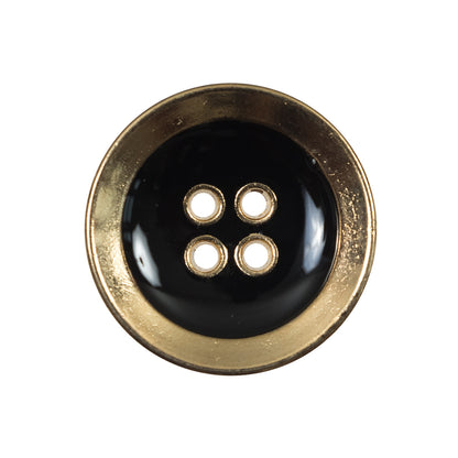 Italian Black and Gold Metal 4-Hole Button - 40L/25mm
