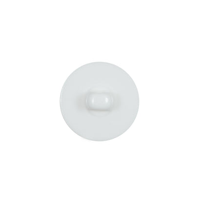 Italian White Plastic Shank Back Button - 24L/15mm - Detail
