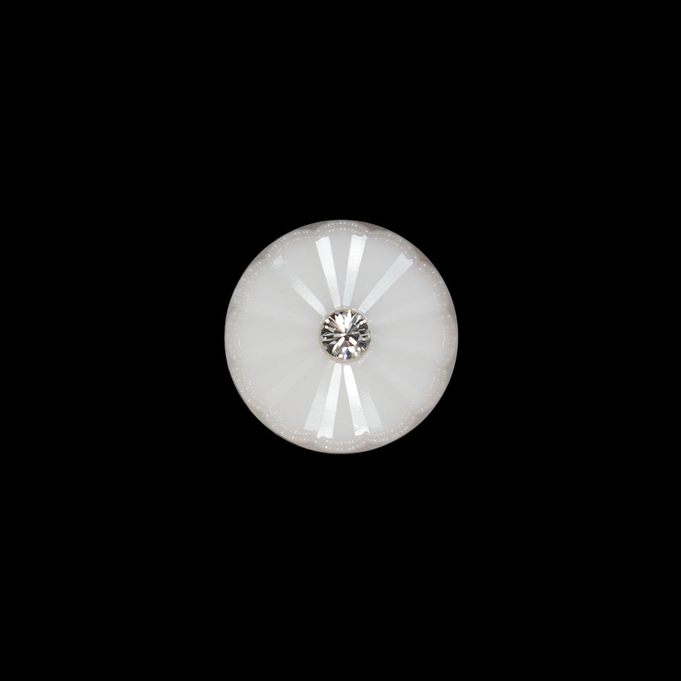 Italian Beige Floral Nylon Button with Rhinestone Center - 20L/12.5mm