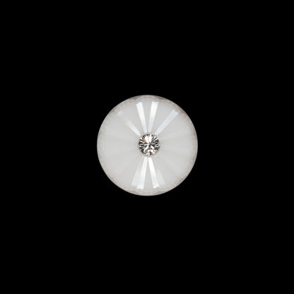 Italian Beige Floral Nylon Button with Rhinestone Center - 20L/12.5mm