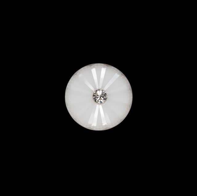 Italian Beige Floral Nylon Button with Rhinestone Center - 20L/12.5mm