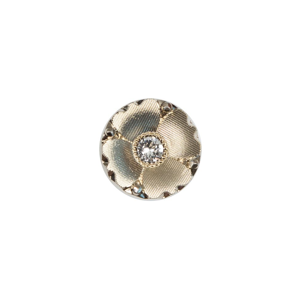 Italian Gold Floral Button with Rhinestone Core - 20L/12.5mm