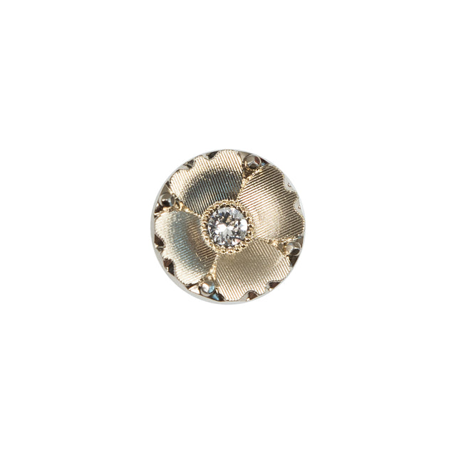 Italian Gold Floral Button with Rhinestone Core - 20L/12.5mm