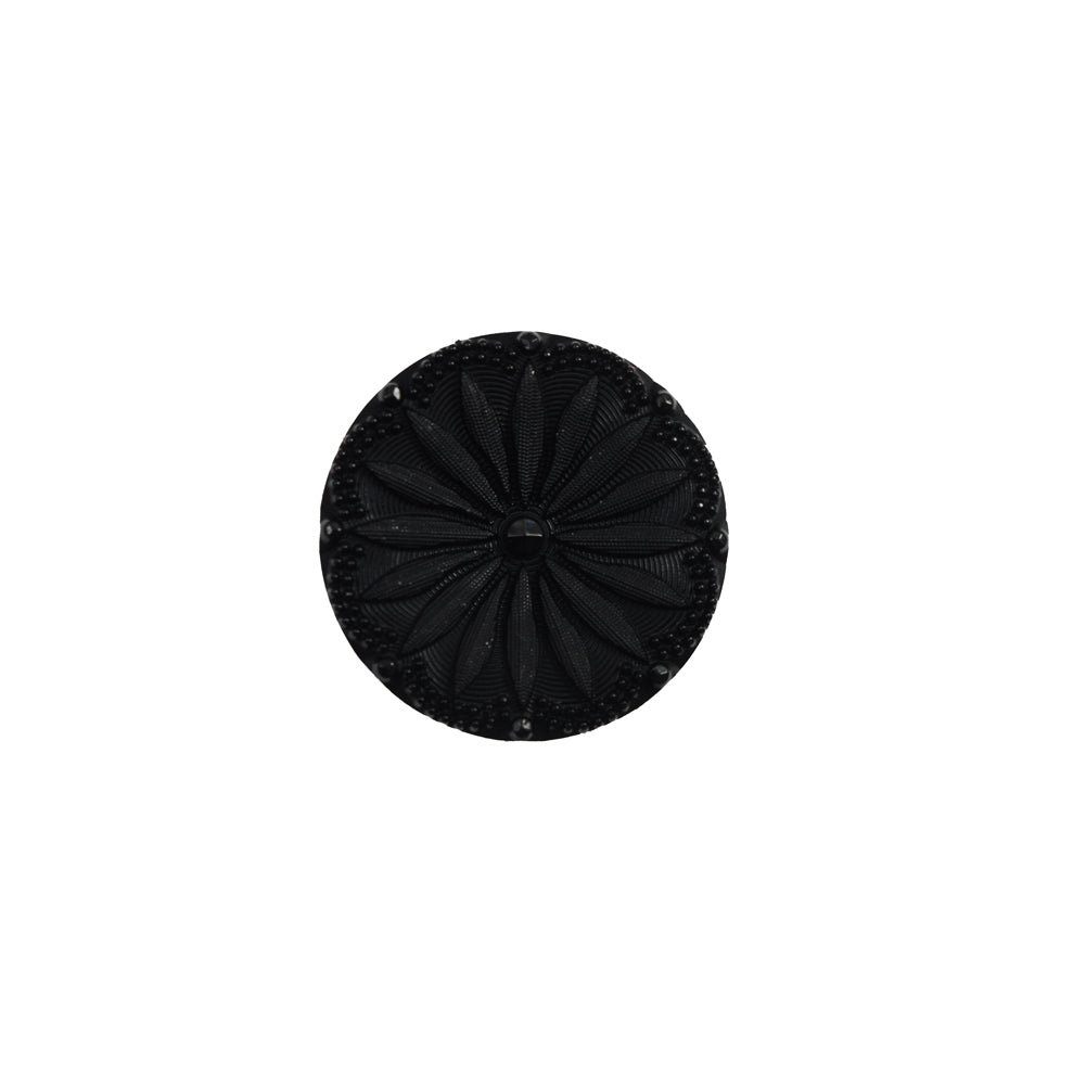 Italian Black Etched Shank Back Button - 24L/15mm