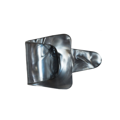 Italian Metallic Gray Marbled Buckle Brooch - 2.5