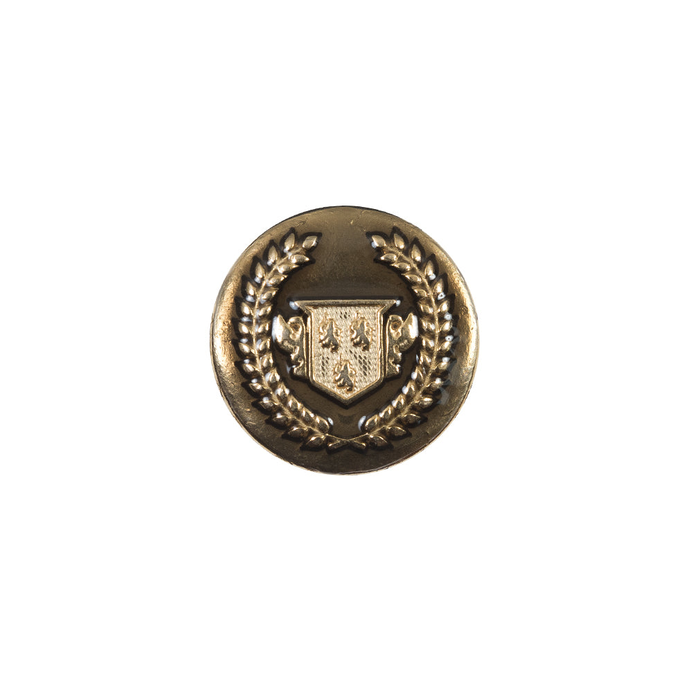 Italian Gold Metal Emblem Button - 24L/15mm