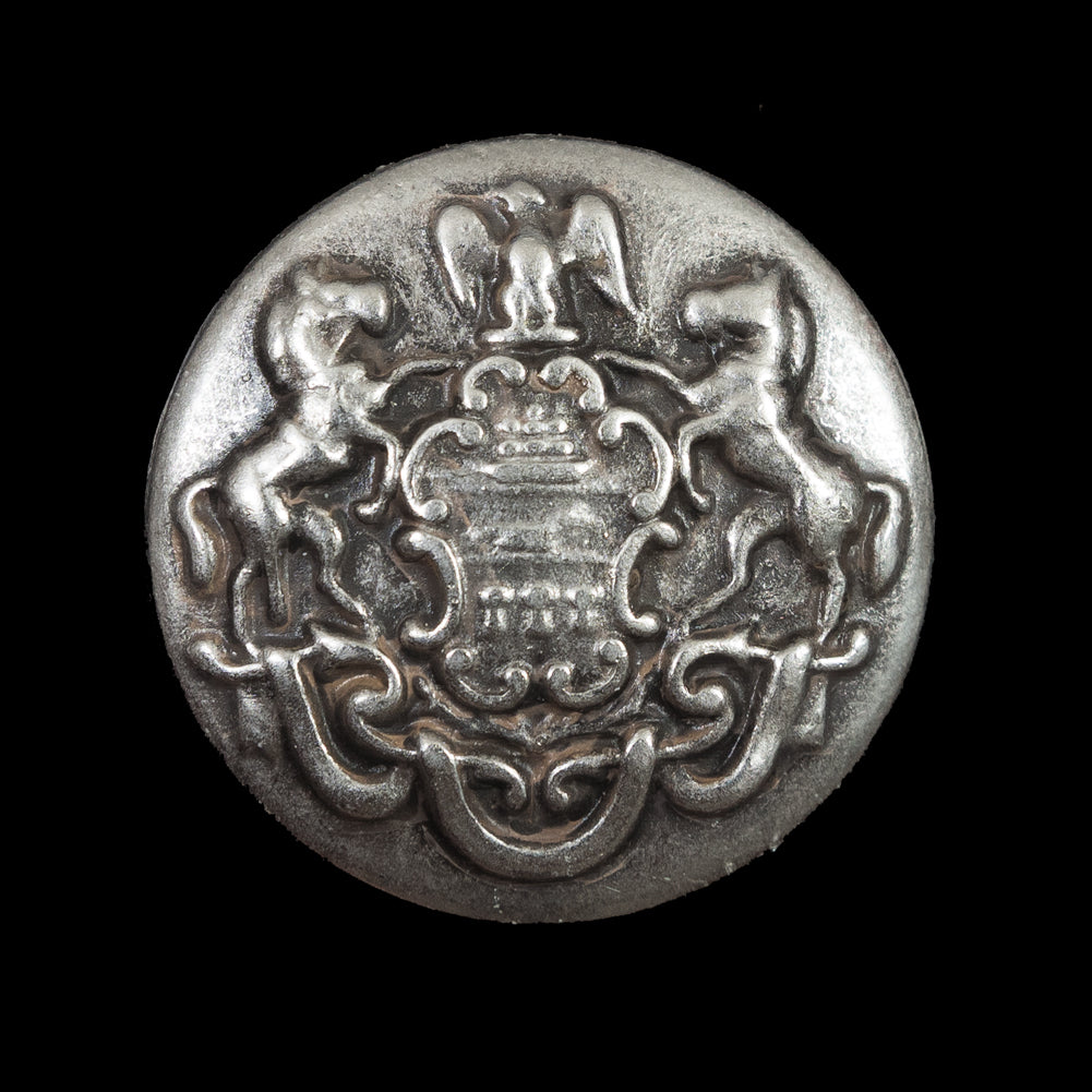 Italian Silver Metal Crest Button - 44L/28mm