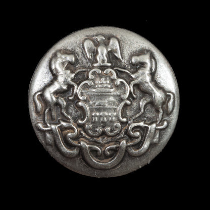 Italian Silver Metal Crest Button - 44L/28mm