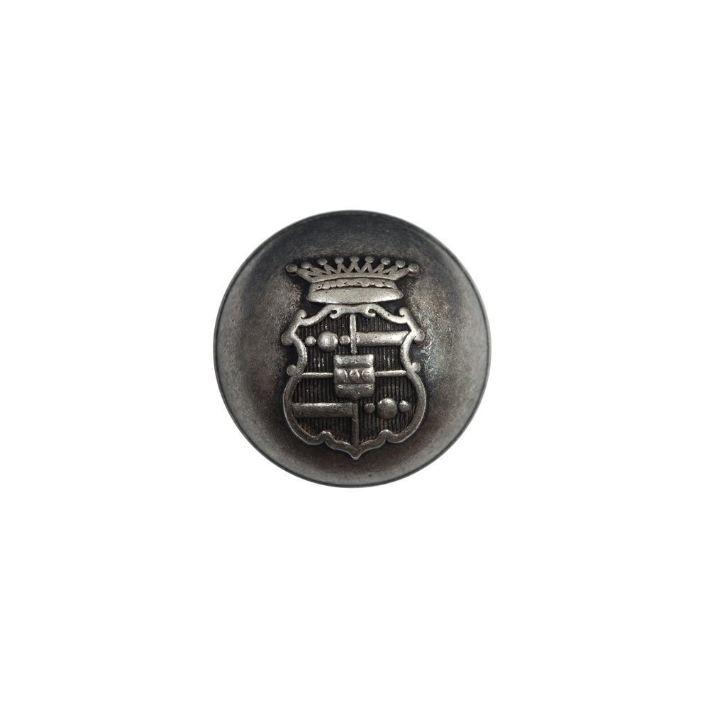 Italian Silver Metal Crest Button - 24L/15mm