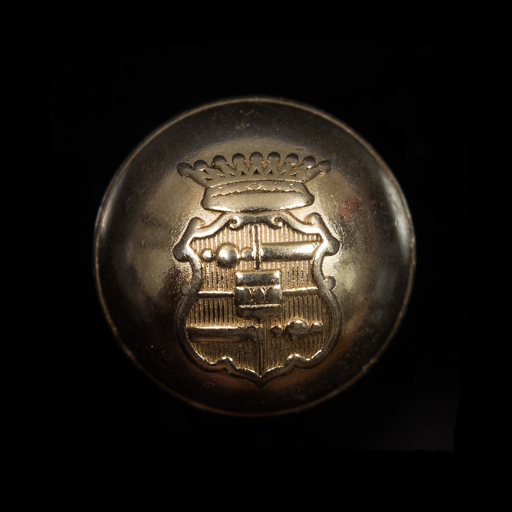 Italian Gold Metal Crest Button - 40L/25mm