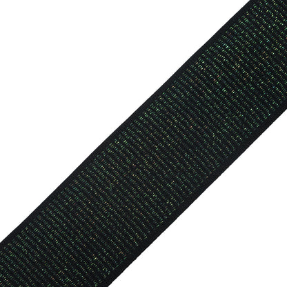Italian Black and Metallic Green Elastic Trim - 2.75