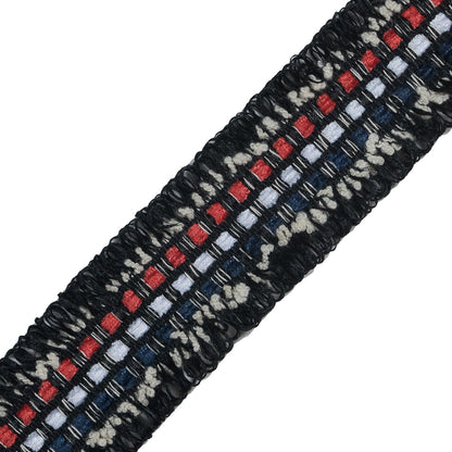 Italian Black, Red and Blue Woven Trim - 1.125" Detail