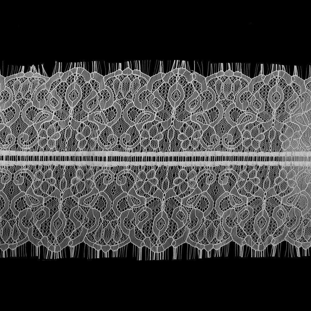 Italian Fine White Lace Trim with Eyelash Edges - 7