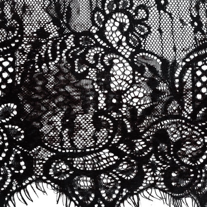 Italian Black and Brown Flocked Lace Trim - 8 - Detail