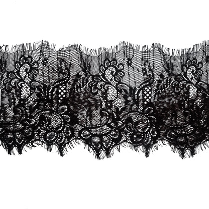 Italian Black and Brown Flocked Lace Trim - 8