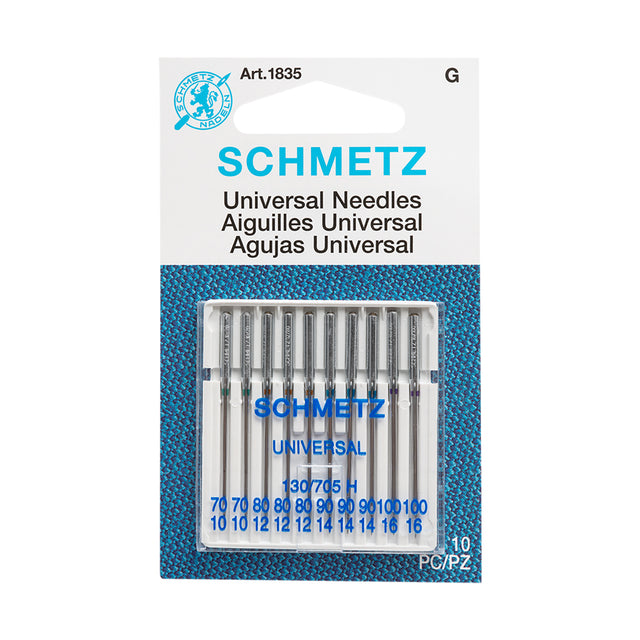 Schmetz Universal Machine Needles - Assorted Sizes (70/10, 80/12, 90/14, 100/16) - 10 ct