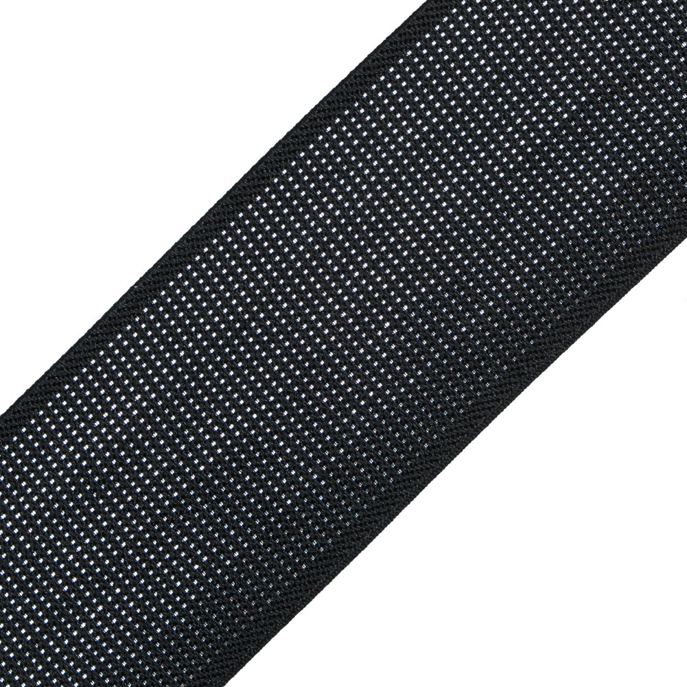 Italian Metallic Silver and Black Elastic - 1.75 - Detail