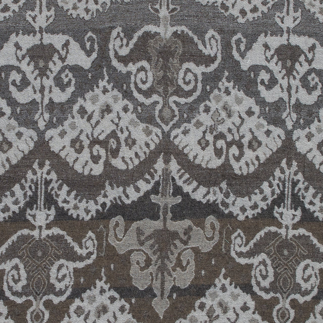 Gray Tribal Damask Wool Woven