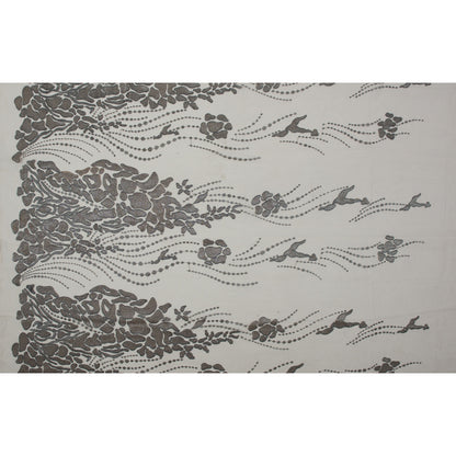 Metallic Silver and Beige Abstract Embroidery on Beige Mesh - Full