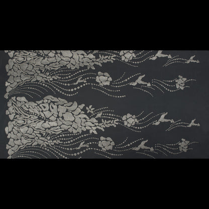 Metallic Pale Gold and Off-White Abstract Embroidery on Pink Mesh - Folded