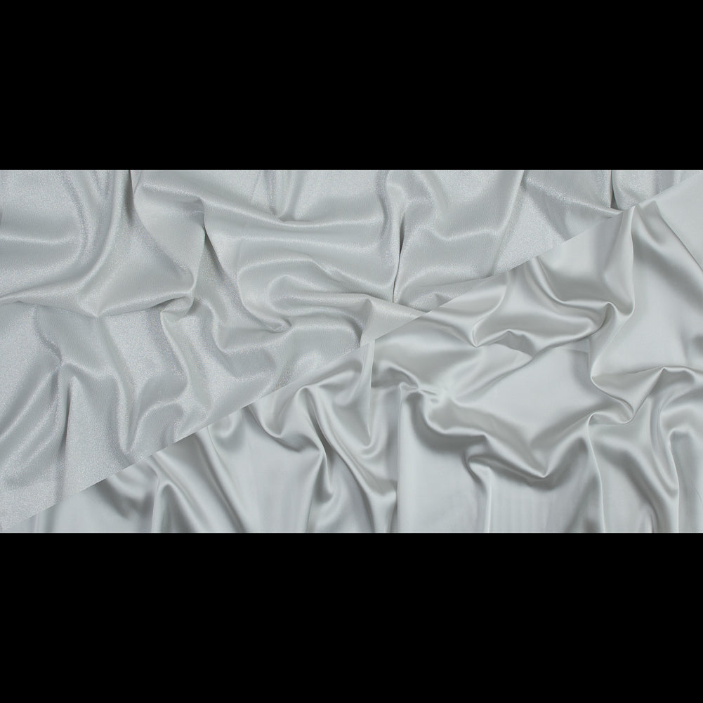 Metallic Silver and White Stretch Two-Tone Satin - Folded