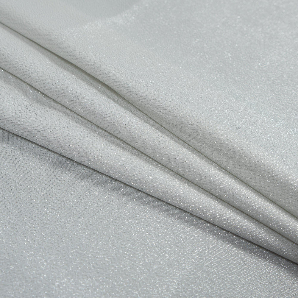 Metallic Silver and White Stretch Two-Tone Satin - Detail