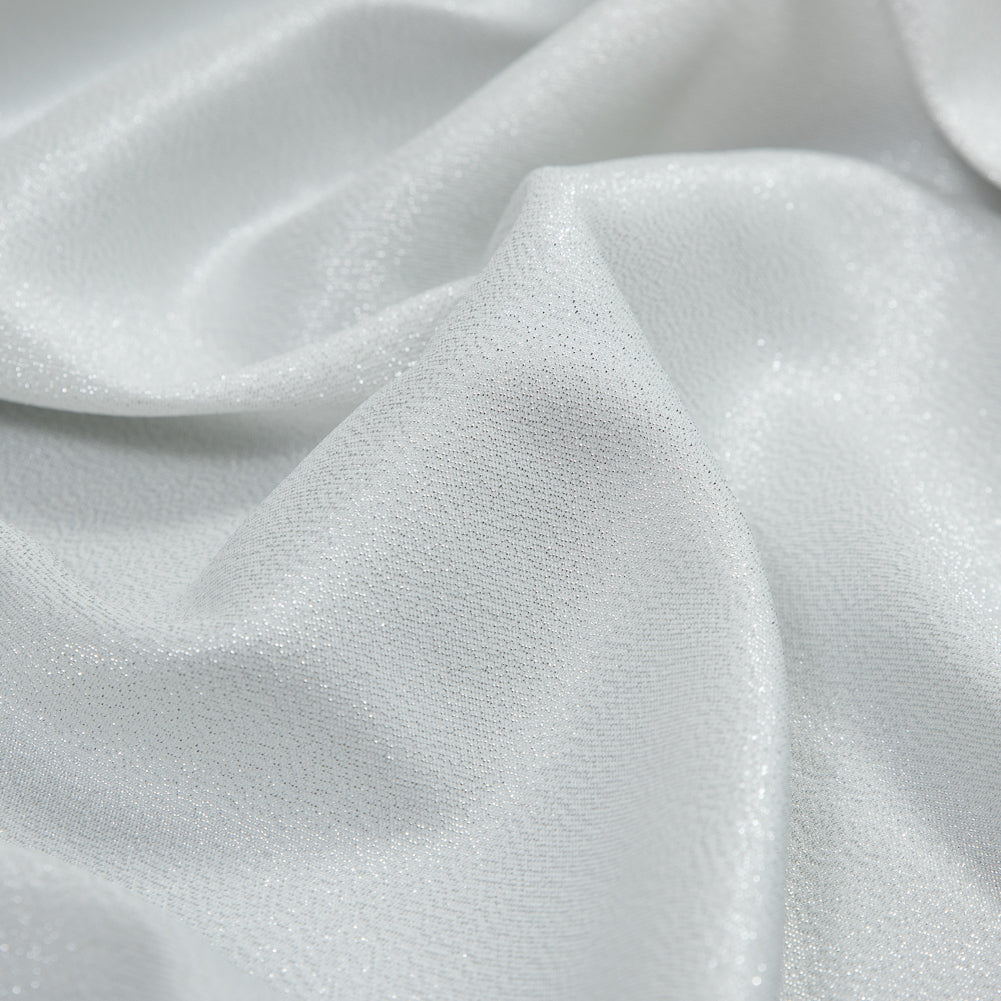 Metallic Silver and White Stretch Two-Tone Satin - Full