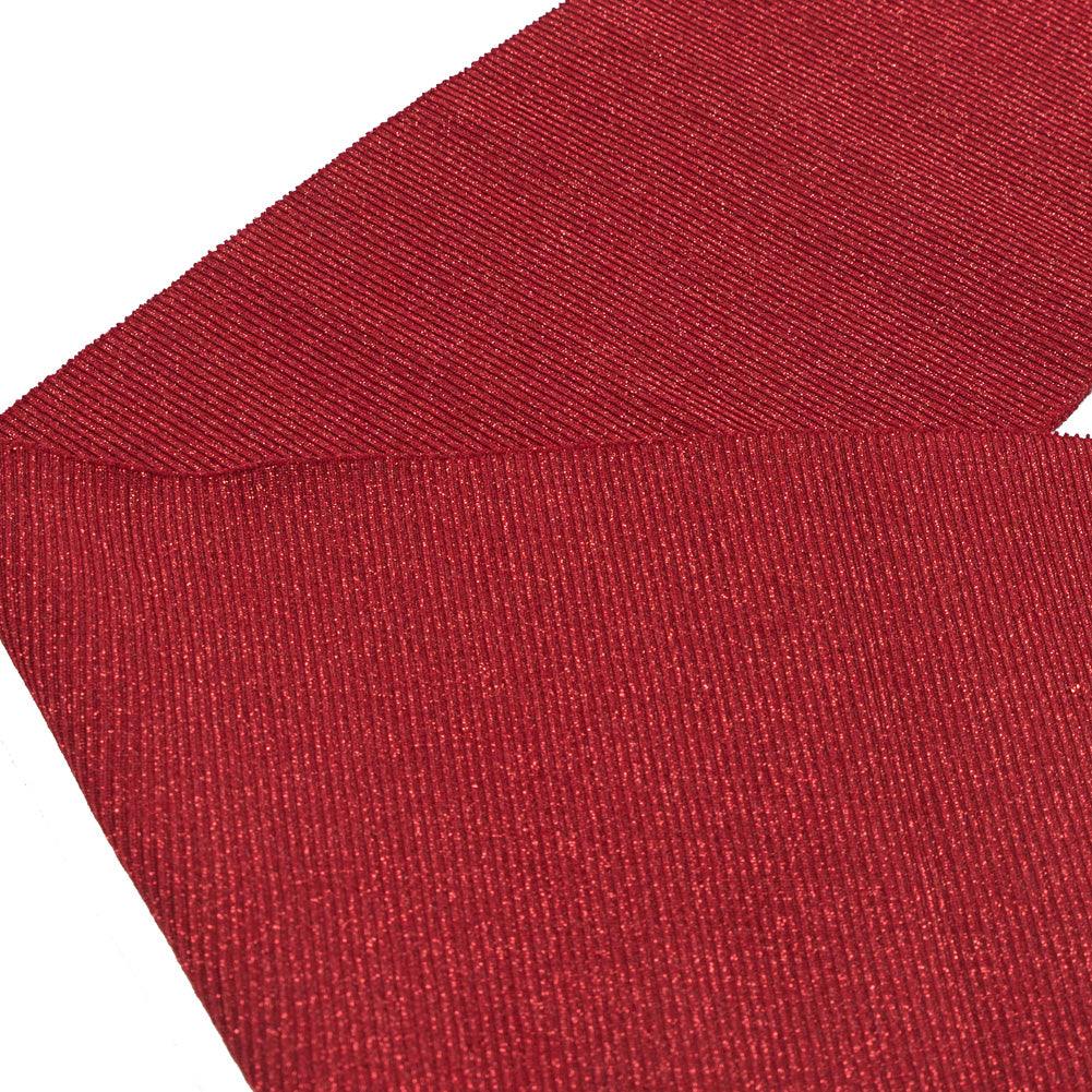 Scarlet Sparkle Rib Knit Trim - 7 x 29 - Detail