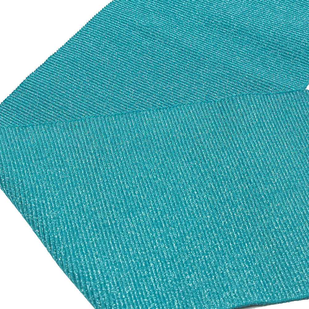 Shark Green Sparkle Rib Knit Trim - 7" x 29" Detail
