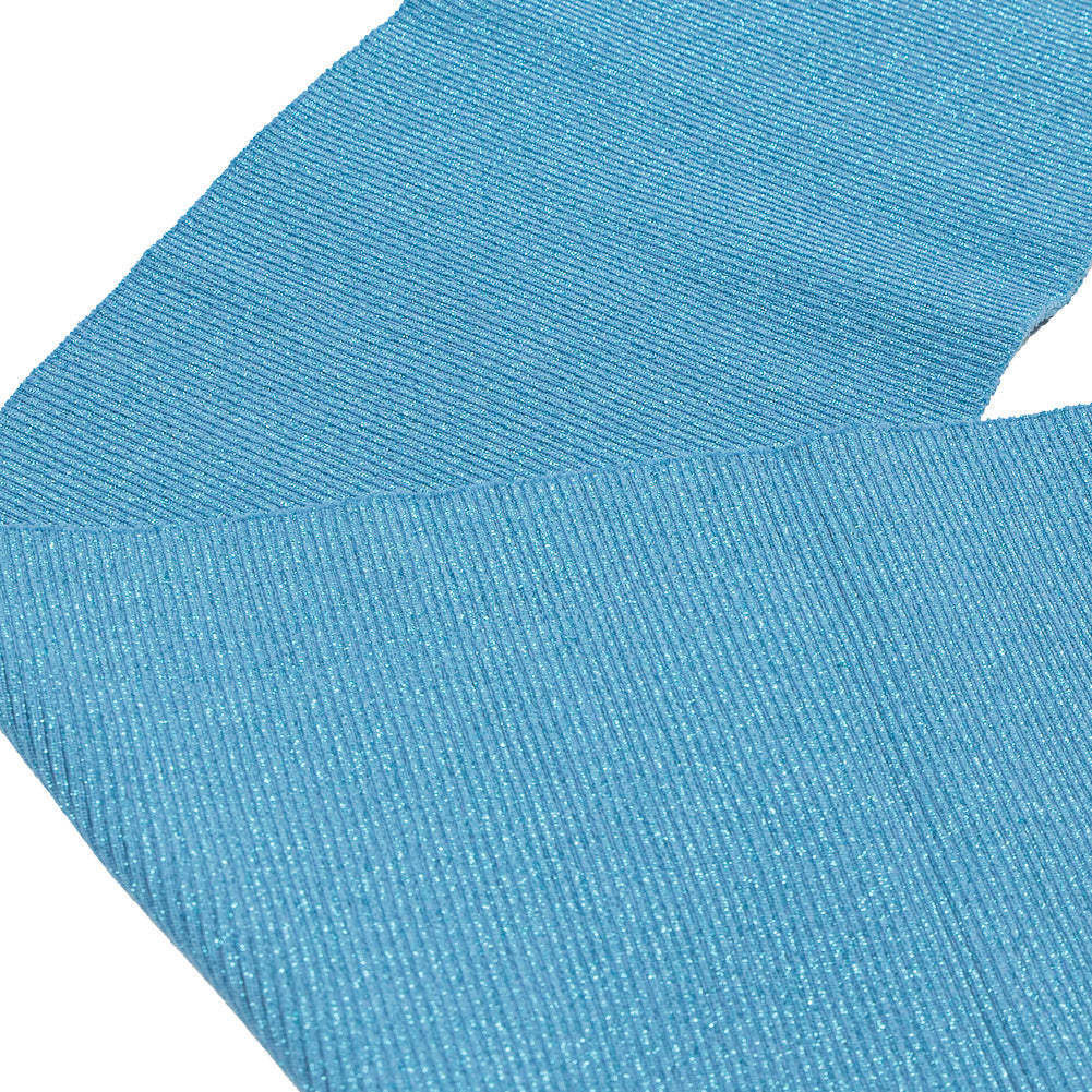Victory Blue Sparkle Rib Knit Trim - 7" x 29" Detail