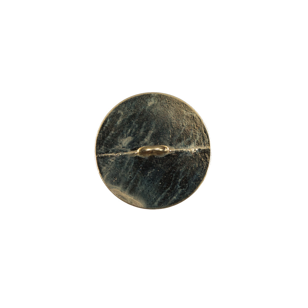 Italian Black and Gold Metal Crest Shank Back Button - 24L/15mm - Detail