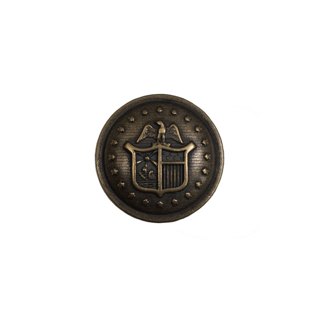 Italian Old Gold Military Shank Back Button - 24L/15mm