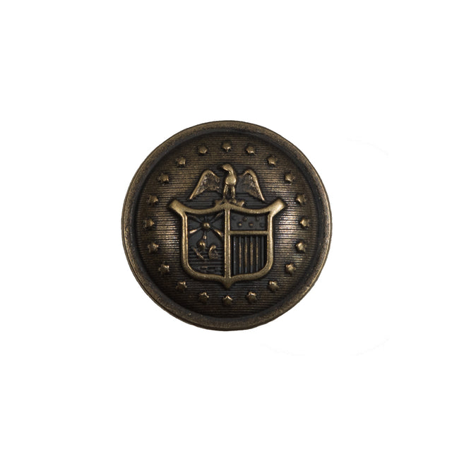 Italian Old Gold Military Shank Back Button - 32L/20mm