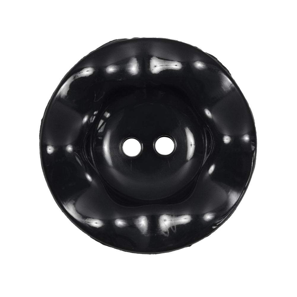 Italian Black Wavy Plastic 2-Hole - 44L/28mm