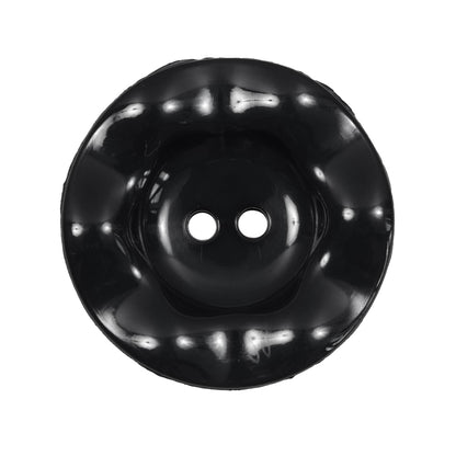 Italian Black Wavy Plastic 2-Hole - 44L/28mm