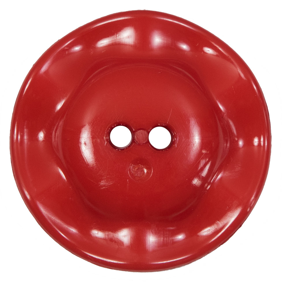 Italian Red Wavy Plastic 2-Hole - 60L/38mm - Detail