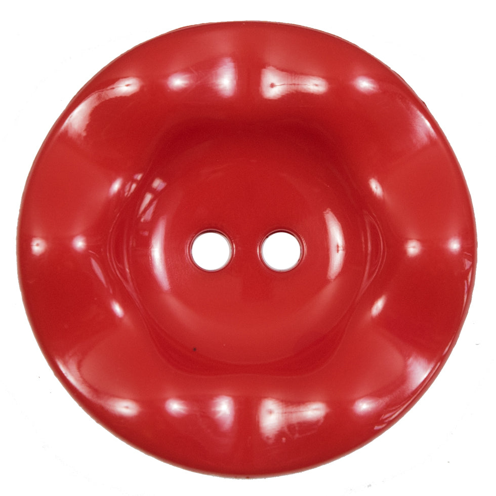 Italian Red Wavy Plastic 2-Hole - 60L/38mm