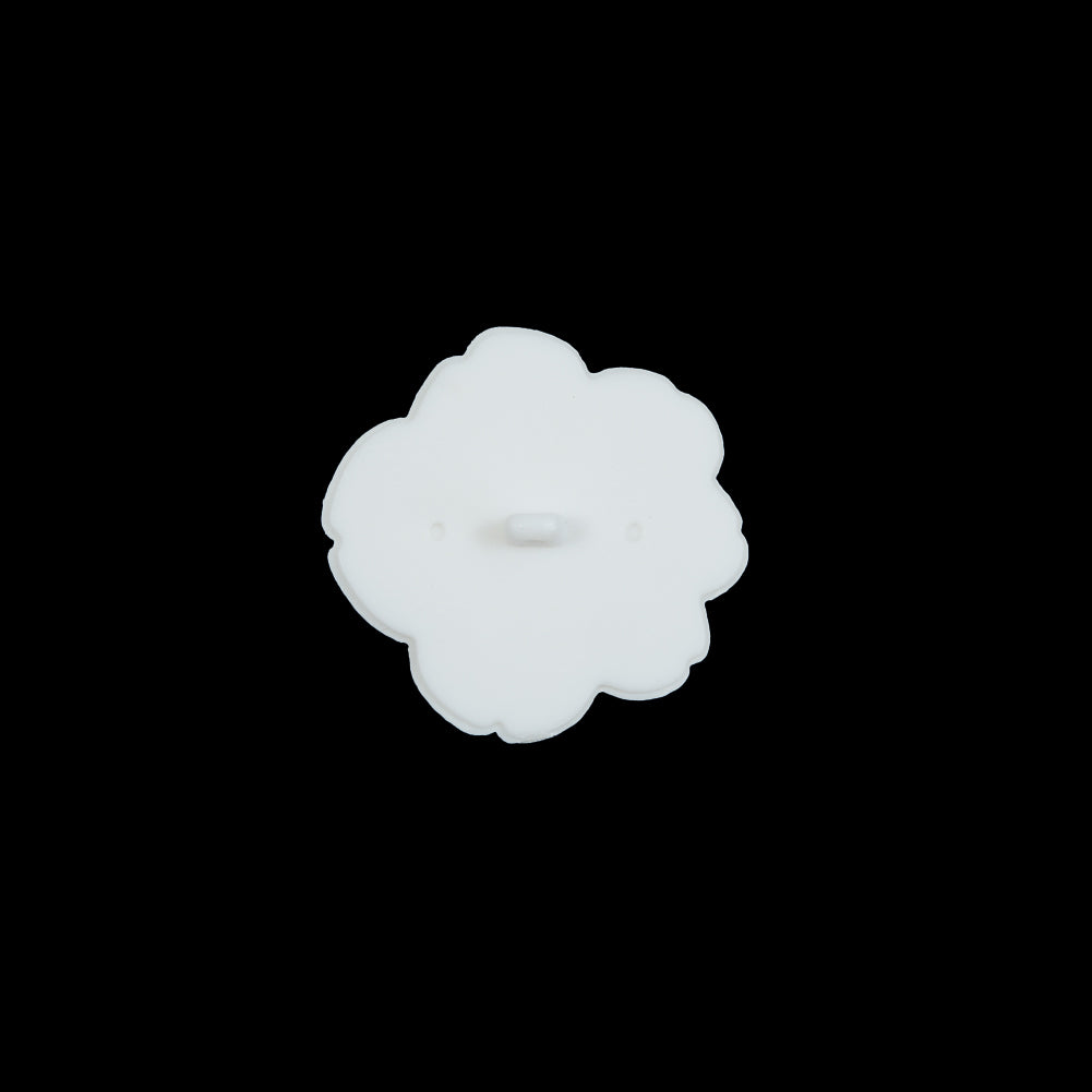 Italian White Flower Shank Back Button - 24L/15mm - Detail