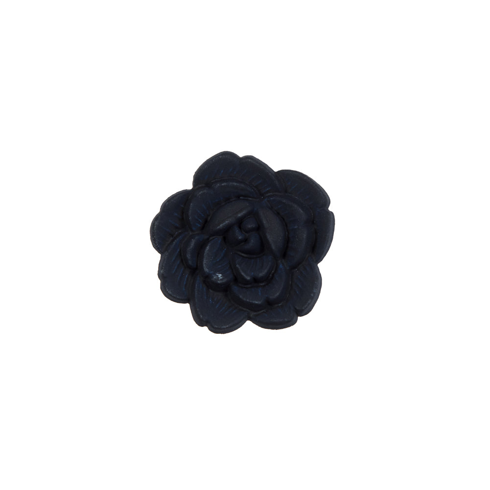 Italian Navy Flower Shank Back Button - 24L/15mm